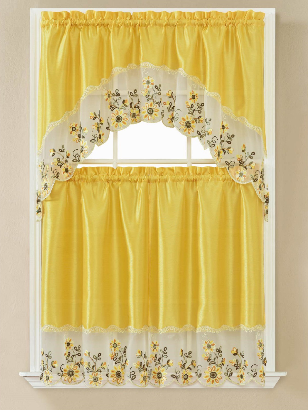 Yellow kitchen curtain sales